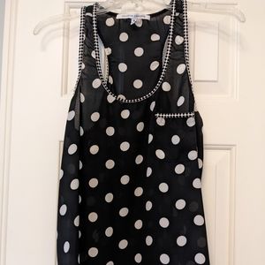 Black and white polka dot racerback tank, size M